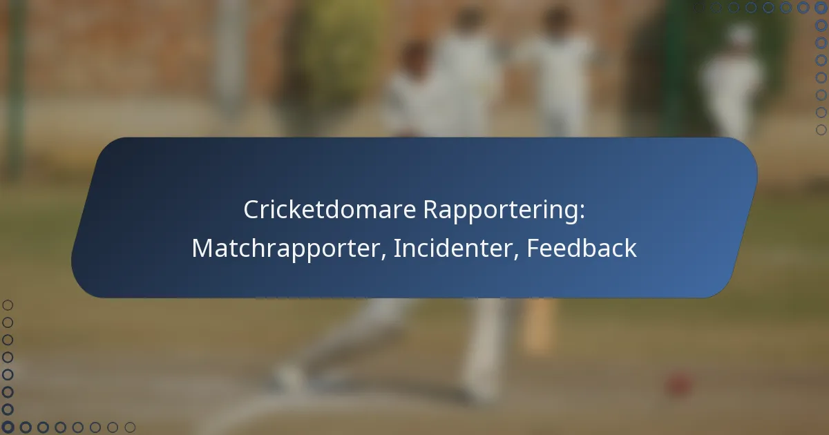Cricketdomare Rapportering: Matchrapporter, Incidenter, Feedback