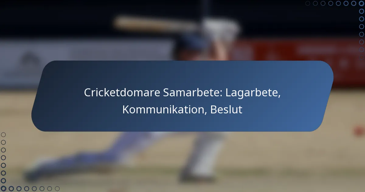 Cricketdomare Samarbete: Lagarbete, Kommunikation, Beslut