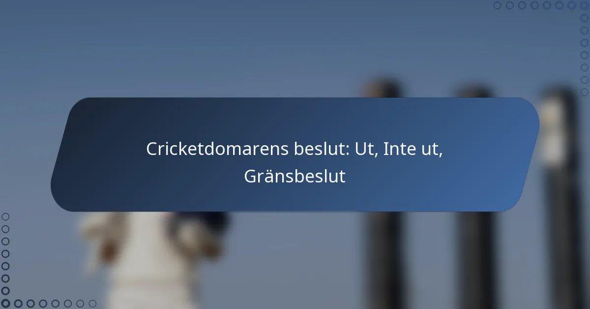Cricketdomarens beslut: Ut, Inte ut, Gränsbeslut