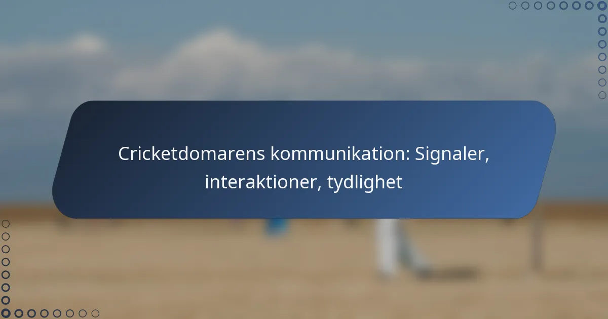 Cricketdomarens kommunikation: Signaler, interaktioner, tydlighet