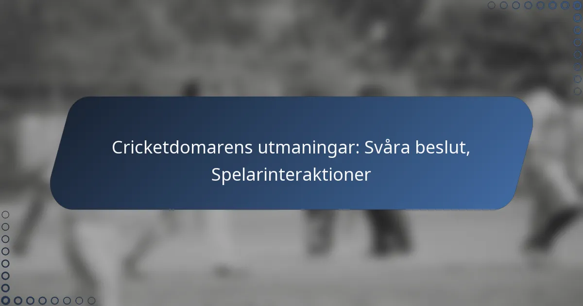 Cricketdomarens utmaningar: Svåra beslut, Spelarinteraktioner