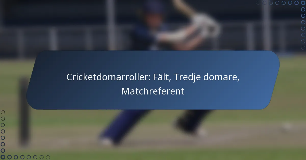 Cricketdomarroller: Fält, Tredje domare, Matchreferent