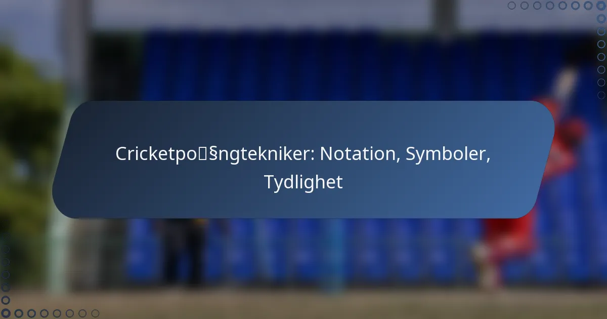 Cricketpoängtekniker: Notation, Symboler, Tydlighet