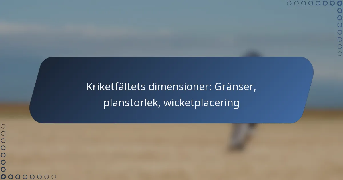 Kriketfältets dimensioner: Gränser, planstorlek, wicketplacering