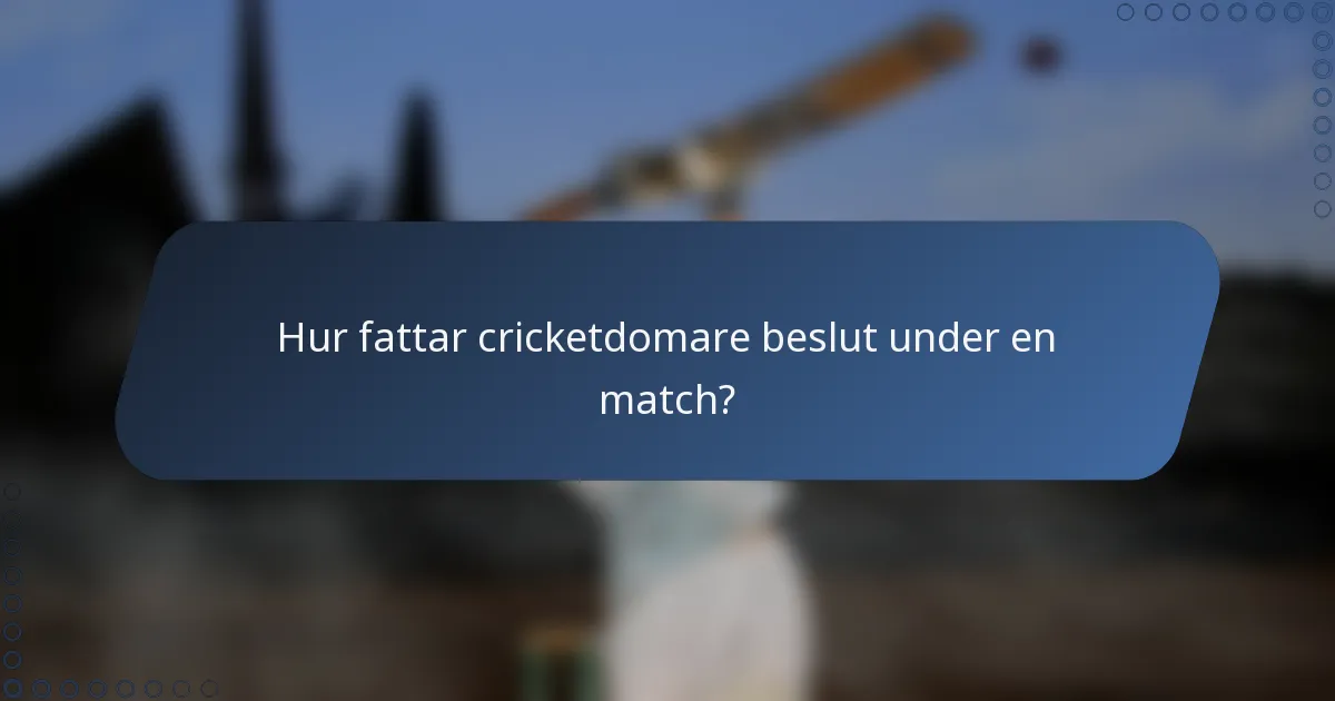 Hur fattar cricketdomare beslut under en match?