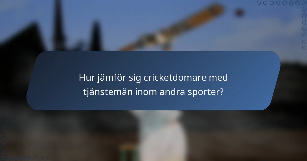 Hur jämför sig cricketdomare med tjänstemän inom andra sporter?