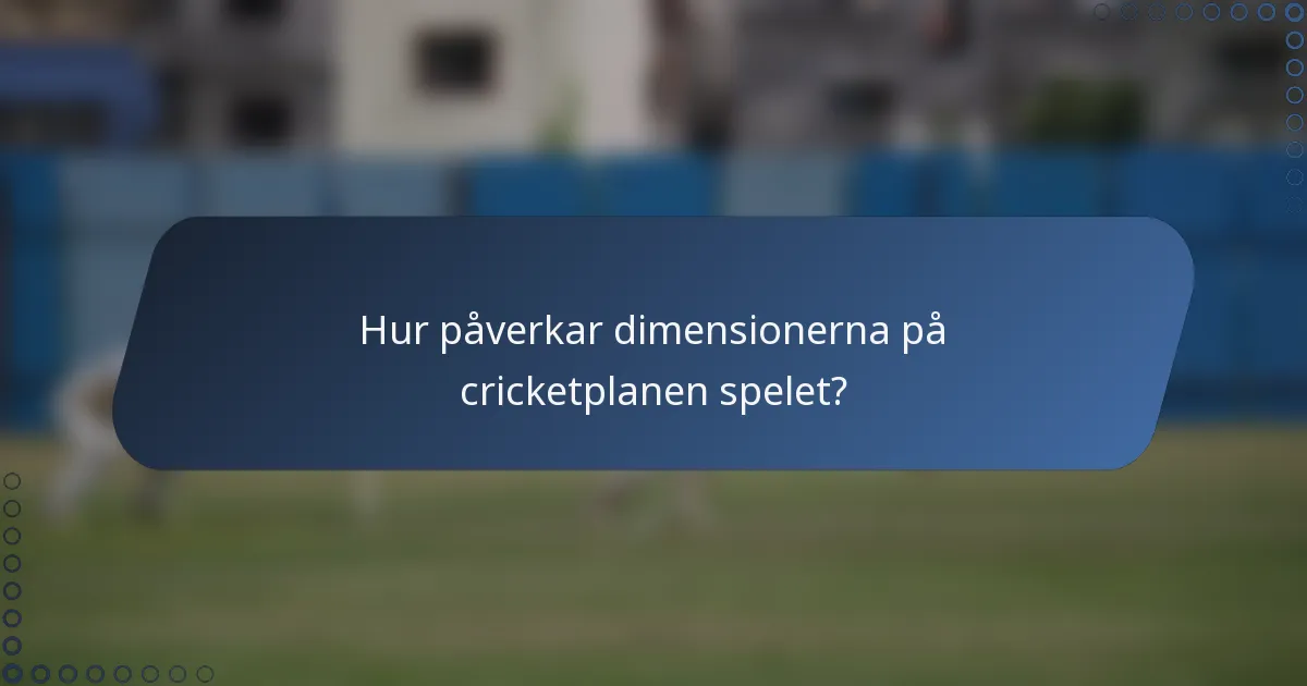Hur påverkar dimensionerna på cricketplanen spelet?