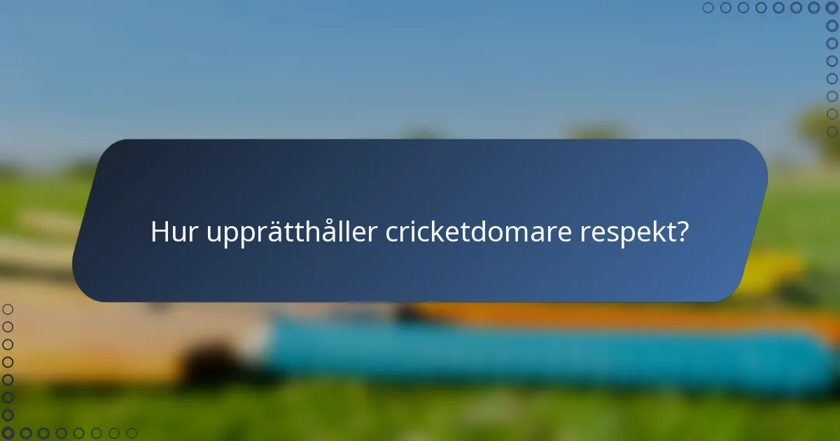 Hur upprätthåller cricketdomare respekt?