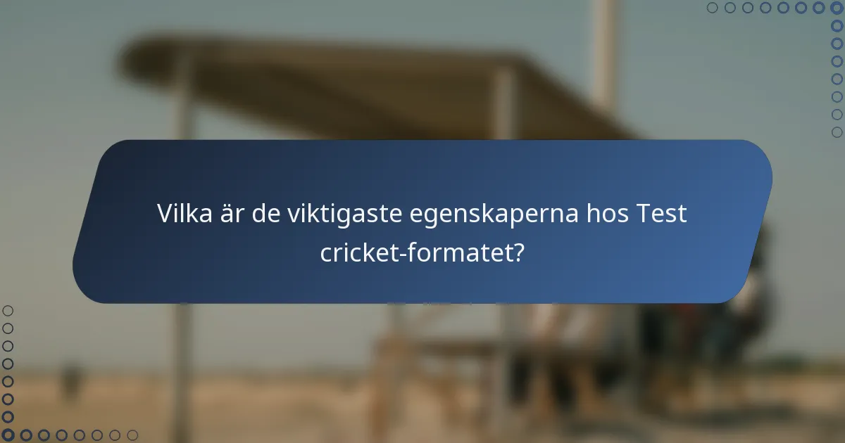 Vilka är de viktigaste egenskaperna hos Test cricket-formatet?